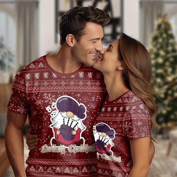 Phillips Clan Christmas Family T-Shirt with Funny Gnome Playing Bagpipes