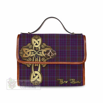 Tartan Vibes Clothing Phillips Tartan Waterproof Canvas Bag Golden Thistle Celtic Cross Style