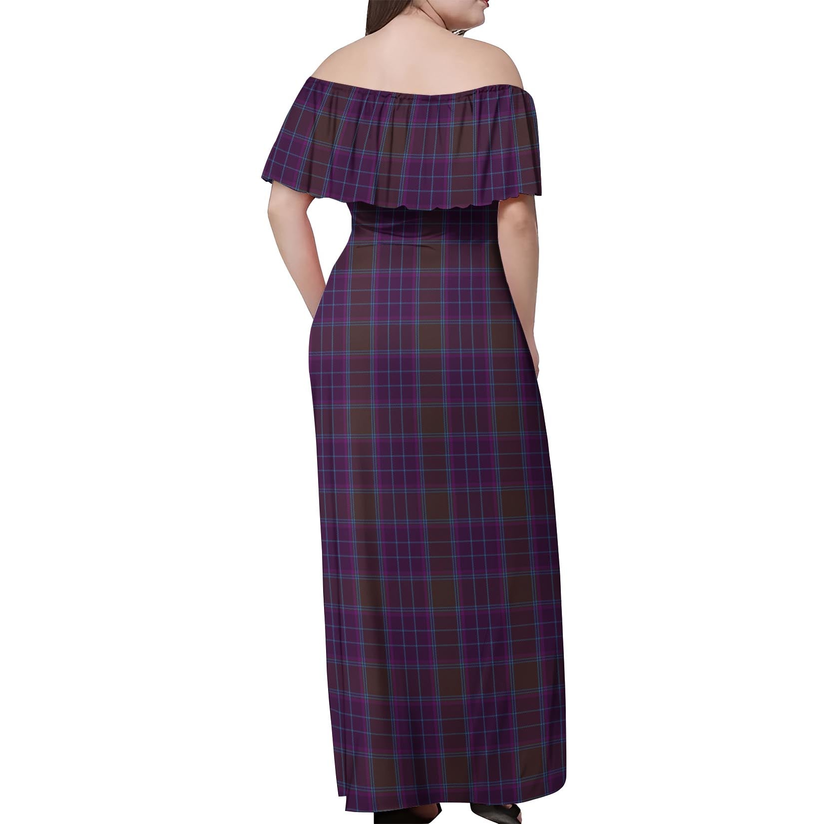 Phillips Tartan Off Shoulder Long Dress - Tartanvibesclothing