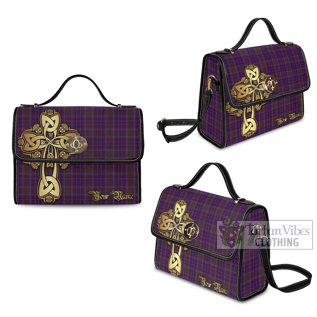 Tartan Vibes Clothing Phillips Tartan Waterproof Canvas Bag Golden Thistle Celtic Cross Style