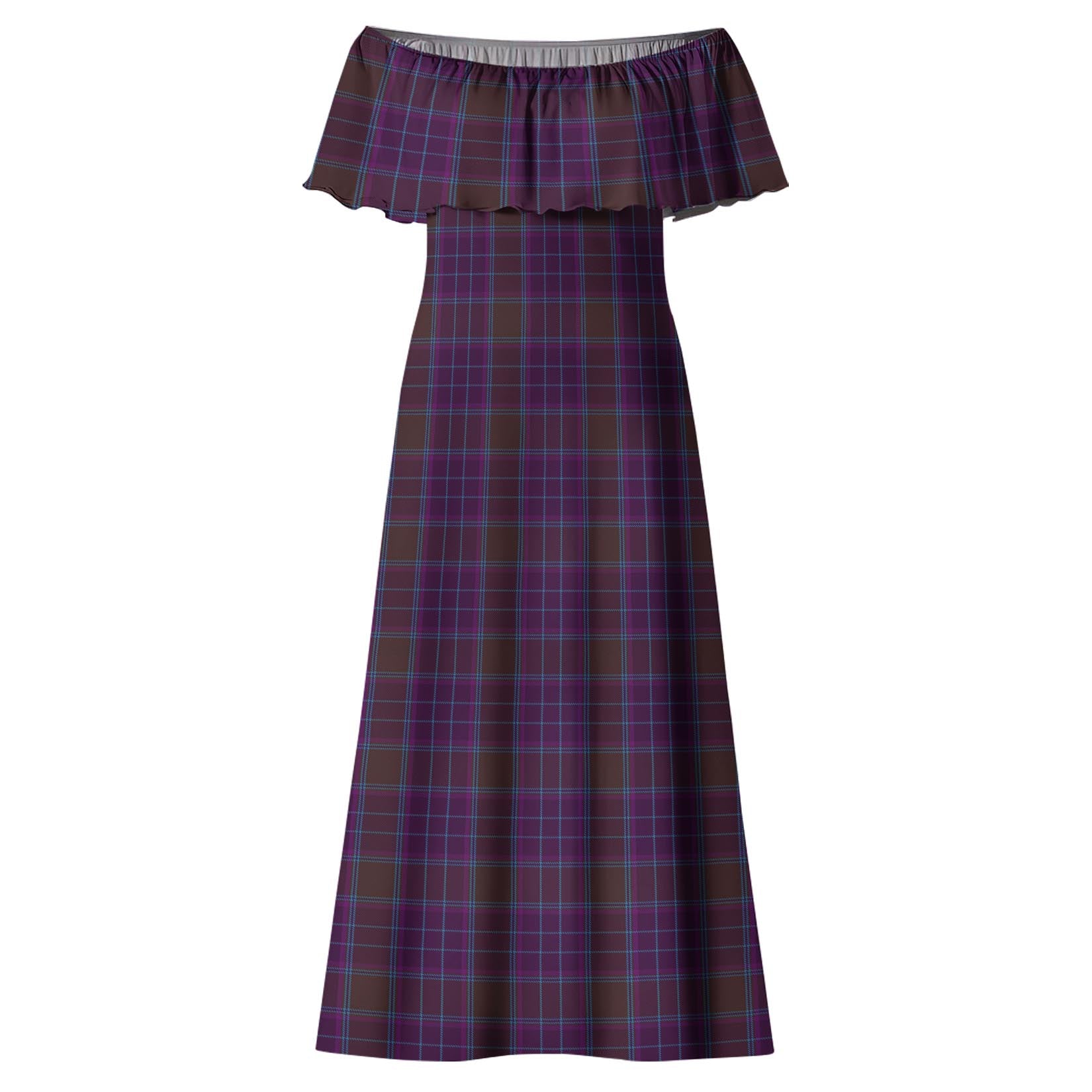 Phillips Tartan Off Shoulder Long Dress - Tartanvibesclothing