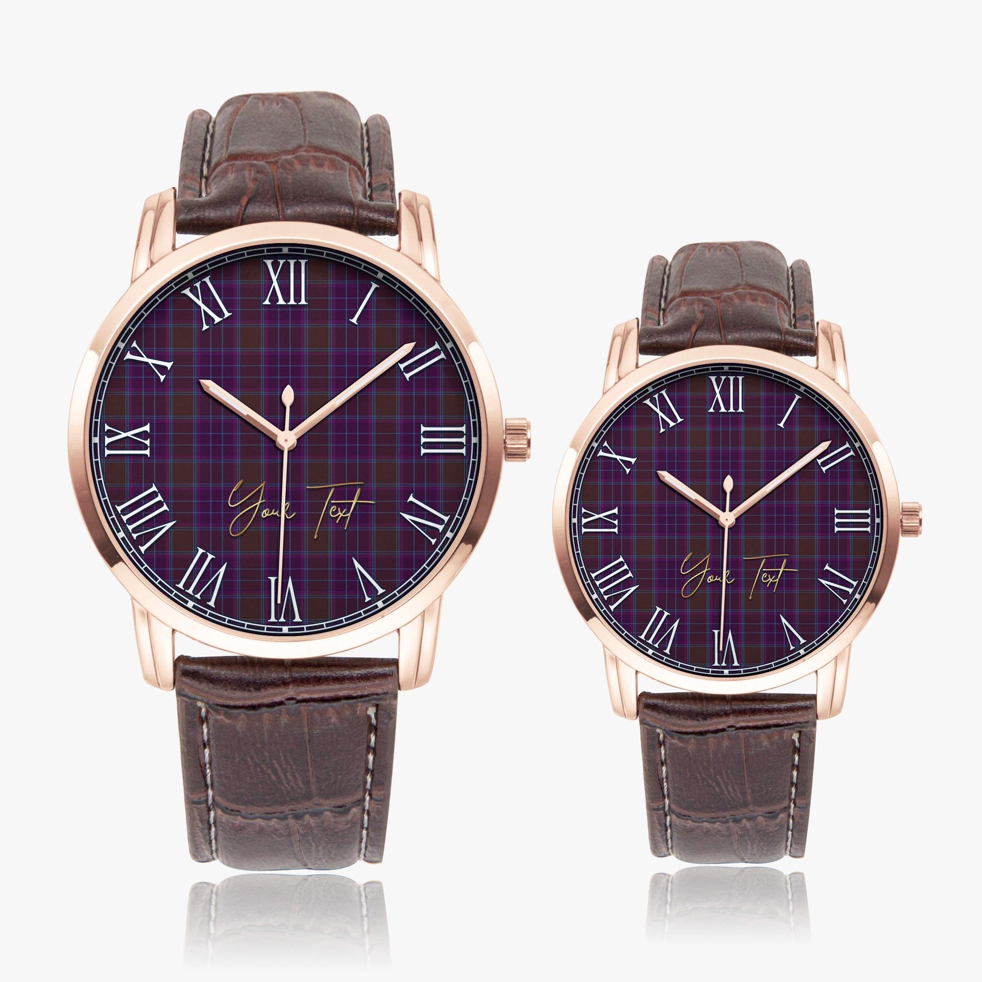 Phillips Tartan Personalized Your Text Leather Trap Quartz Watch - Tartan Vibes Clothing