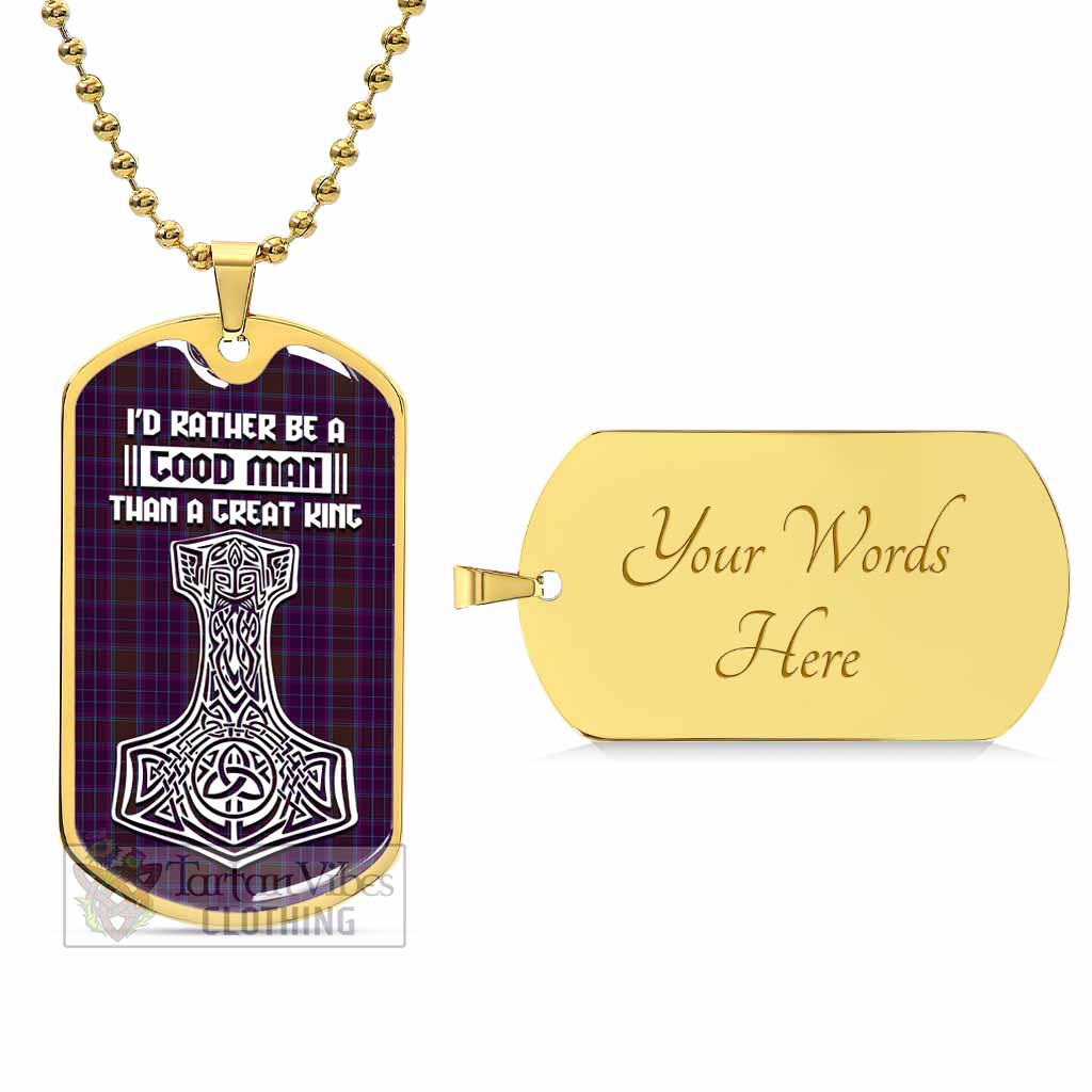 Phillips Tartan Dog Tag Necklace Viking Mjolnir Style Gold Yes - Tartan Vibes Clothing