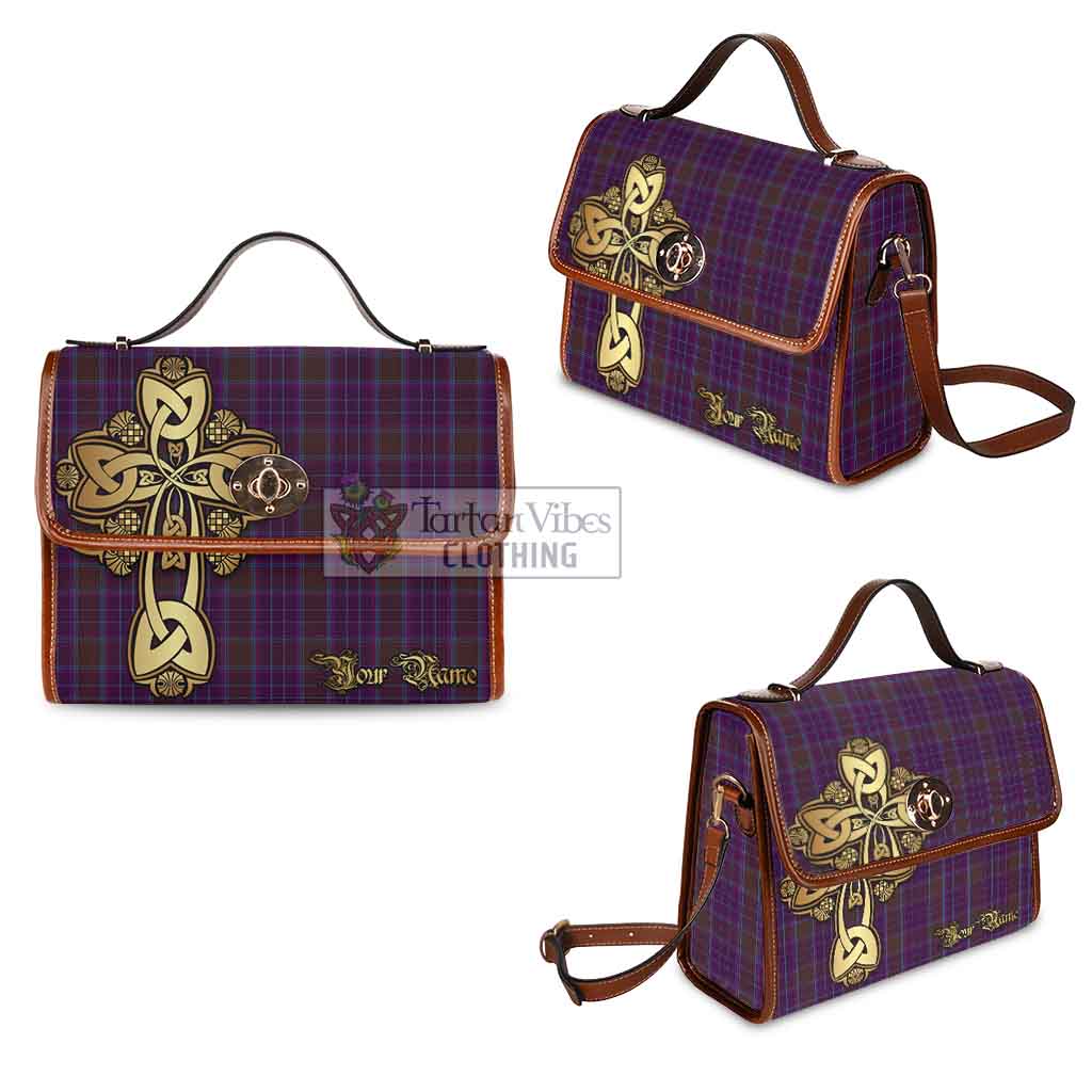 Tartan Vibes Clothing Phillips Tartan Waterproof Canvas Bag Golden Thistle Celtic Cross Style