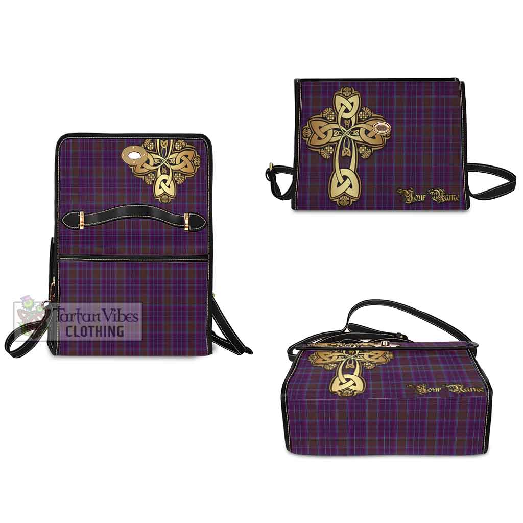Tartan Vibes Clothing Phillips Tartan Waterproof Canvas Bag Golden Thistle Celtic Cross Style
