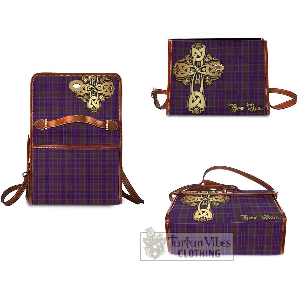 Tartan Vibes Clothing Phillips Tartan Waterproof Canvas Bag Golden Thistle Celtic Cross Style