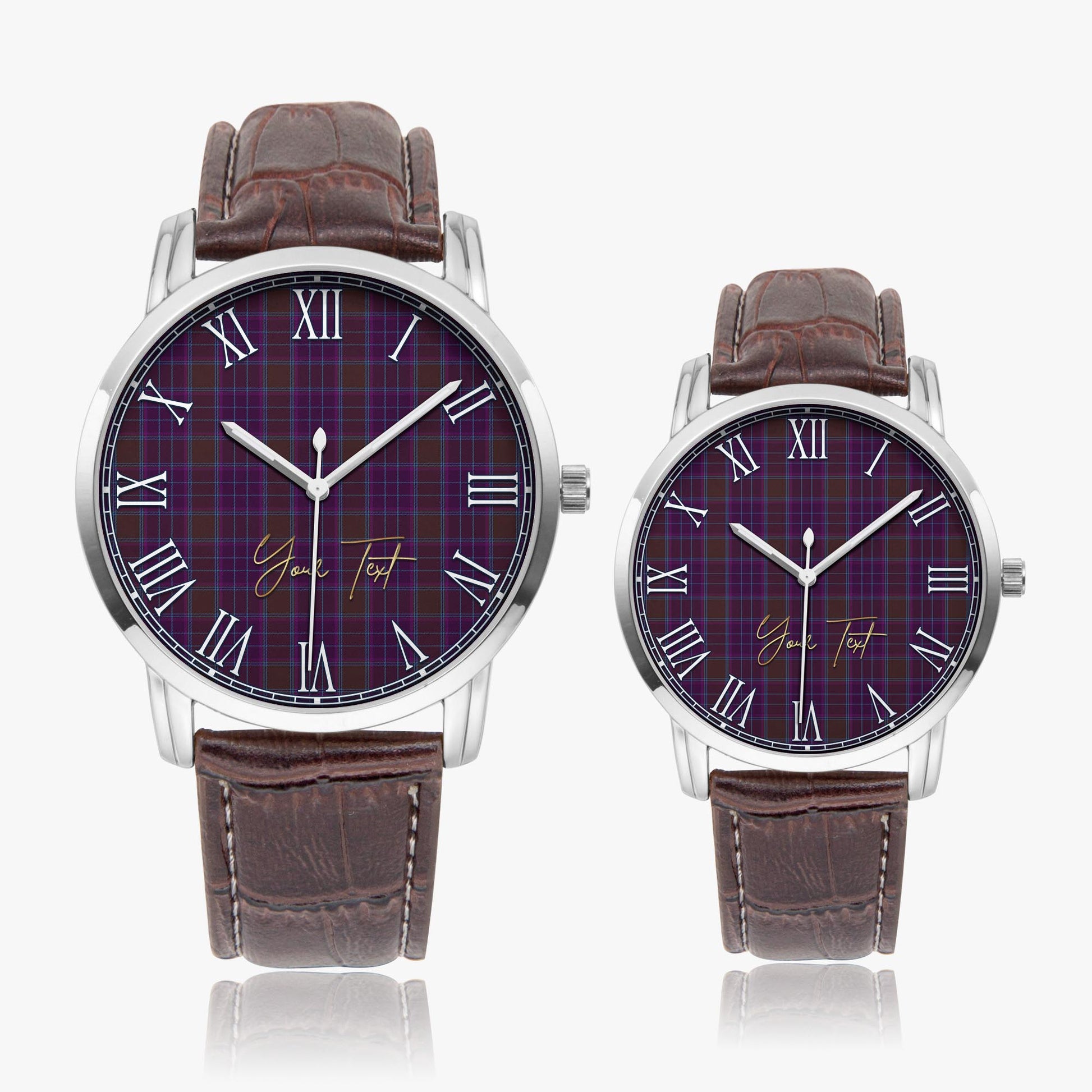 Phillips Tartan Personalized Your Text Leather Trap Quartz Watch - Tartan Vibes Clothing
