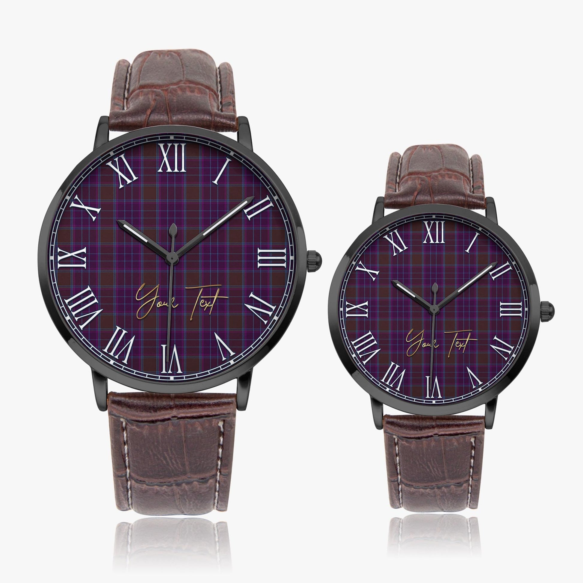 Phillips Tartan Personalized Your Text Leather Trap Quartz Watch - Tartan Vibes Clothing