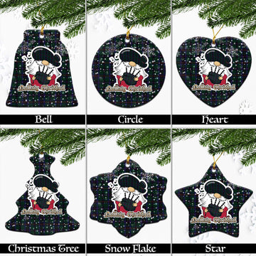 Phillips of Wales Tartan Christmas Ornaments with Scottish Gnome Playing Bagpipes Ceramic - Tartanvibesclothing Shop