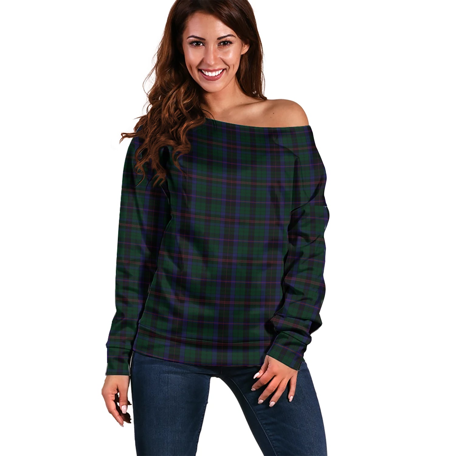 Phillips of Wales Tartan Off Shoulder Women Sweater Women - Tartanvibesclothing