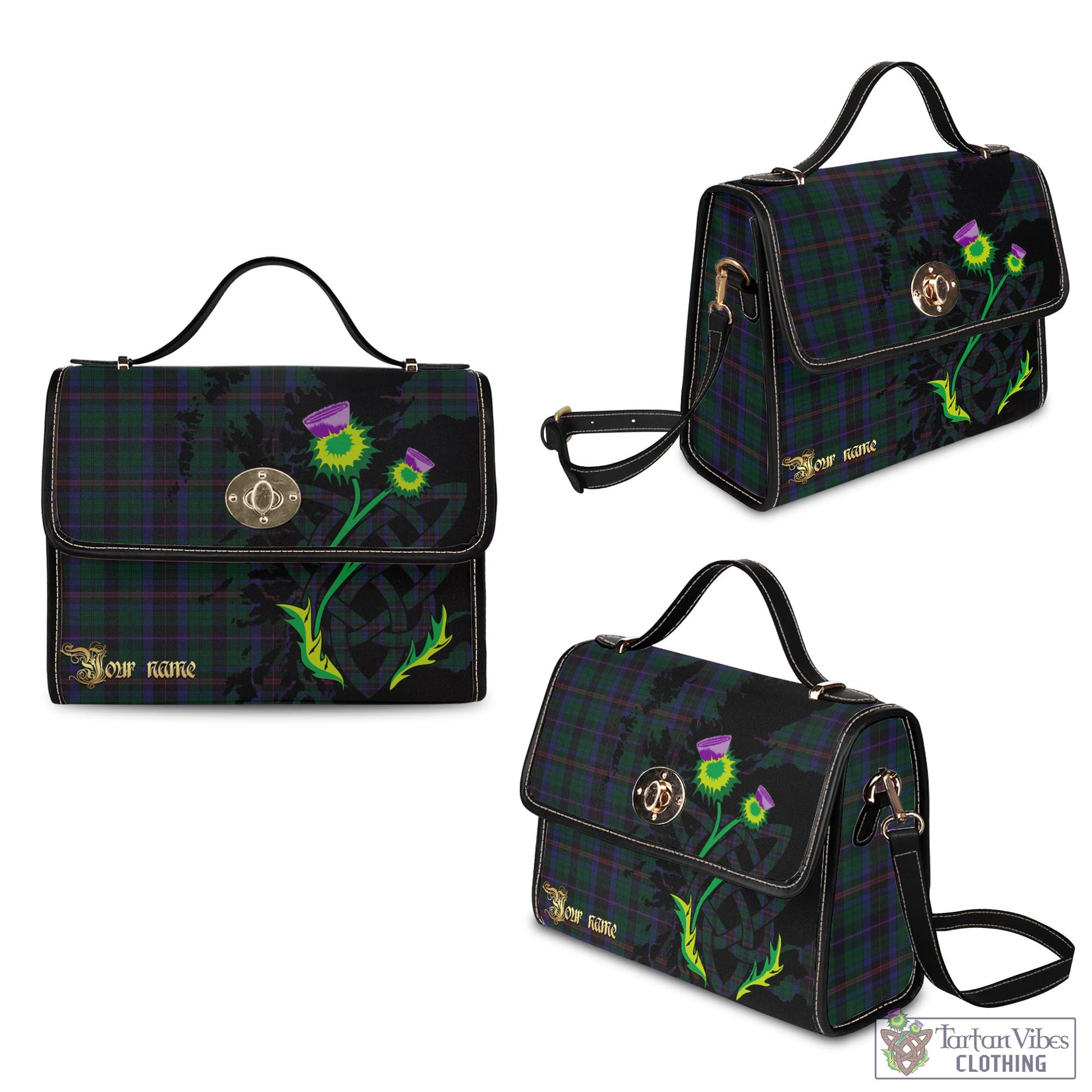 Tartan Vibes Clothing Phillips of Wales Tartan Waterproof Canvas Bag with Scotland Map and Thistle Celtic Accents
