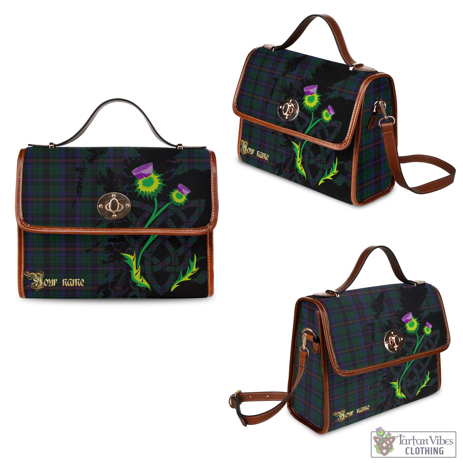 Tartan Vibes Clothing Phillips of Wales Tartan Waterproof Canvas Bag with Scotland Map and Thistle Celtic Accents