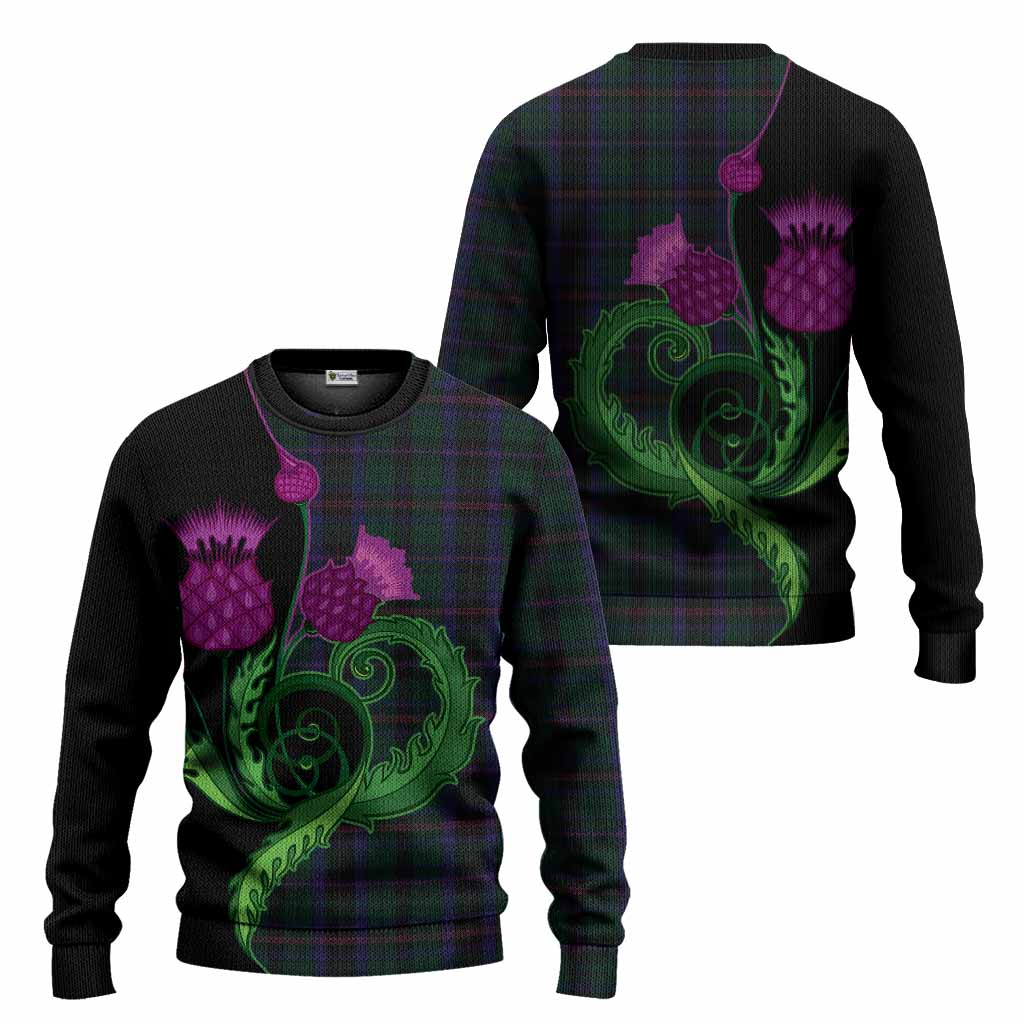 Phillips of Wales Tartan Knitted Sweater Traditional Scottish Thistle