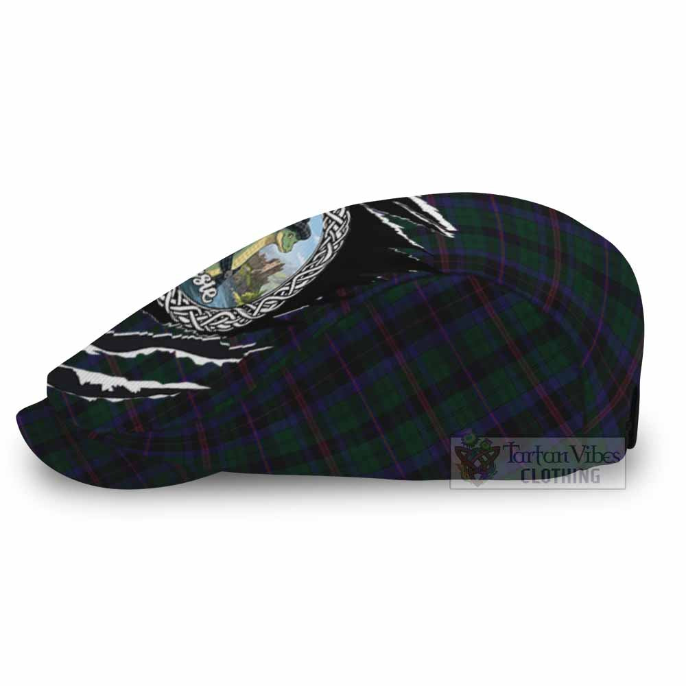 Phillips of Wales Tartan Loch Ness Monster Flat Cap, Jeff Cap Celtic Knot Nessie Art
