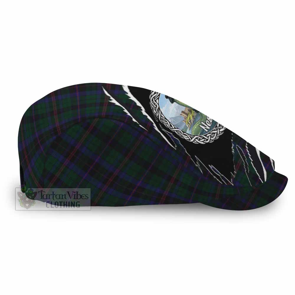 Phillips of Wales Tartan Loch Ness Monster Flat Cap, Jeff Cap Celtic Knot Nessie Art