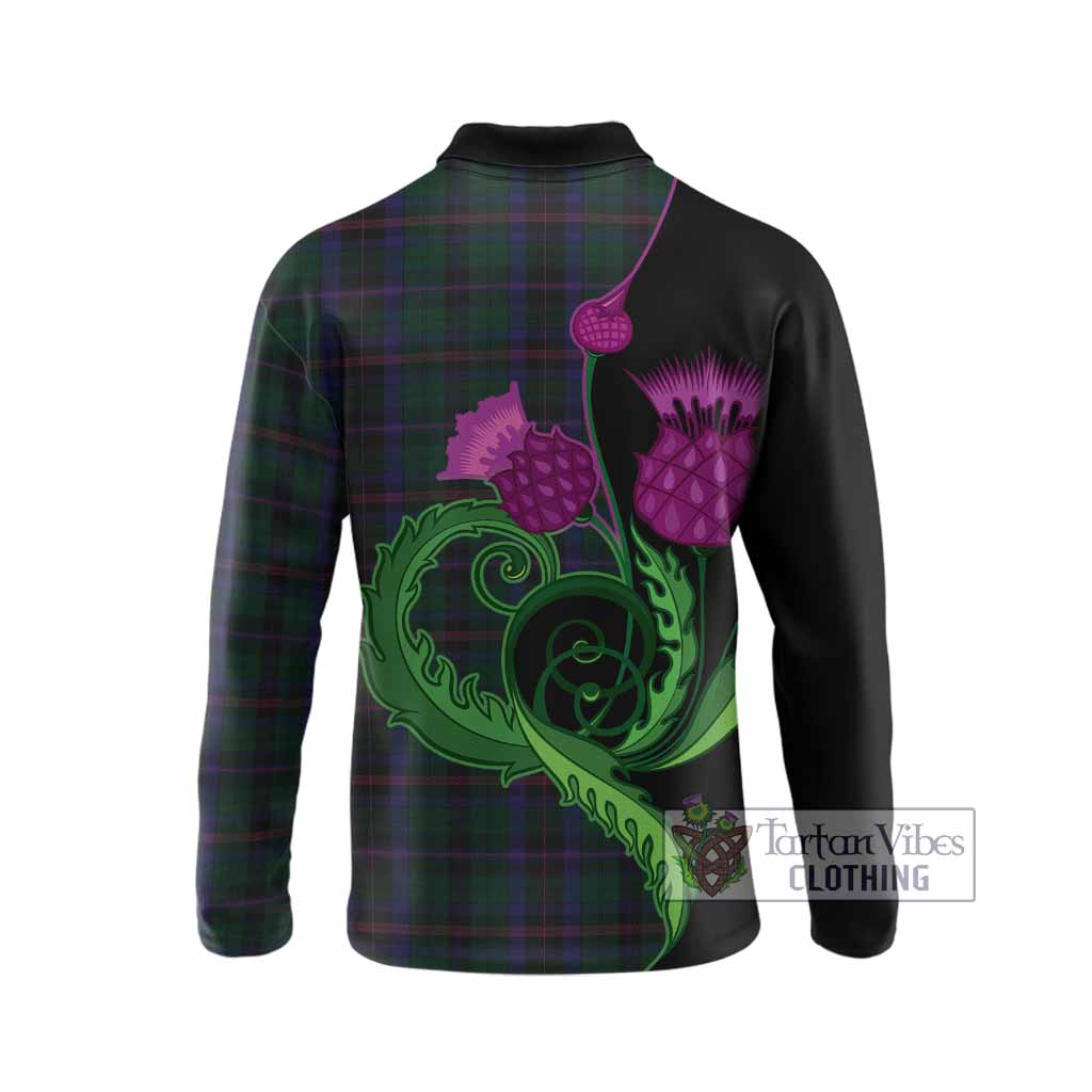 Phillips of Wales Tartan Long Sleeve Polo Shirt Traditional Scottish Thistle