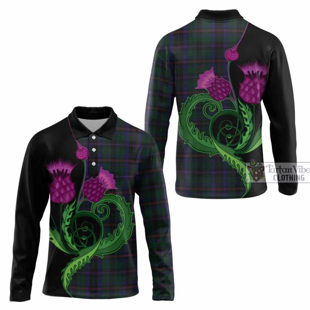 Phillips of Wales Tartan Long Sleeve Polo Shirt Traditional Scottish Thistle