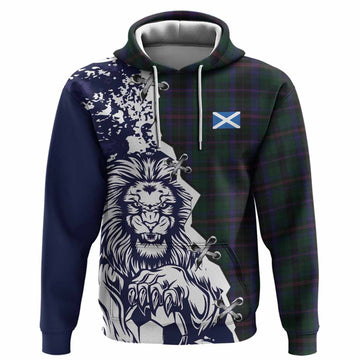 Phillips of Wales Tartan Scottish Hoodie Angry Lion With Soccer Ball Style