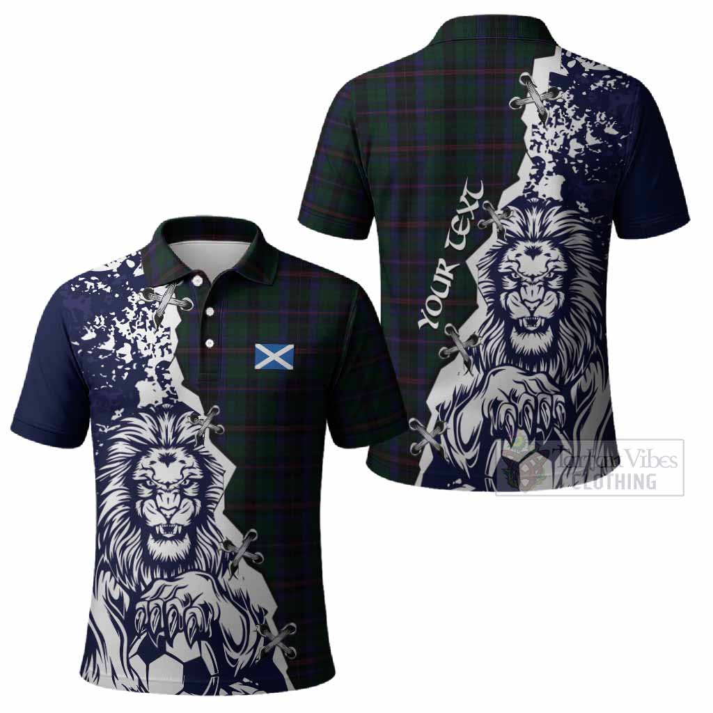 Phillips of Wales Tartan Scottish Polo Shirt Angry Lion With Soccer Ball Style