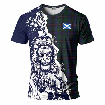 Phillips of Wales Tartan Scottish T-Shirt Angry Lion With Soccer Ball Style
