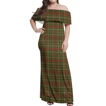 Pierce Tartan Off Shoulder Long Dress Women's Dress - Tartan Vibes Clothing