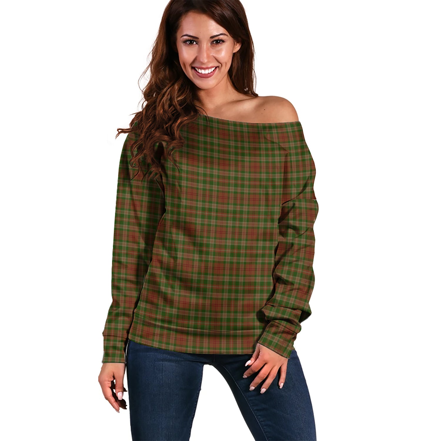 Pierce Tartan Off Shoulder Women Sweater Women - Tartanvibesclothing