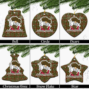 Pierce Tartan Christmas Ceramic Ornaments with Scottish Gnome Playing Bagpipes Ceramic - Tartan Vibes Clothing