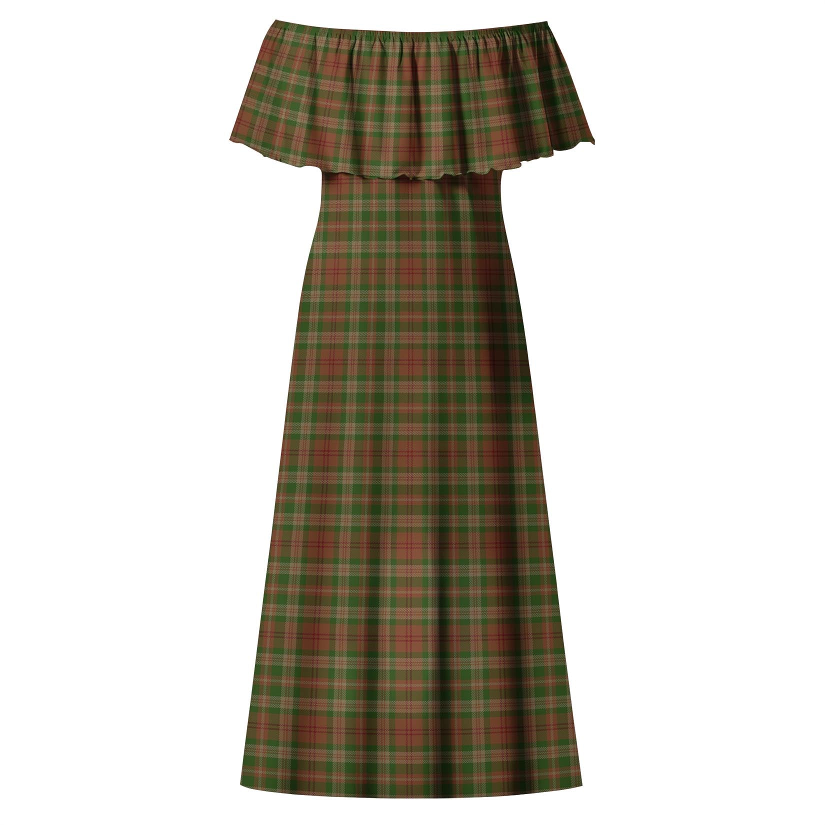 Pierce Tartan Off Shoulder Long Dress - Tartan Vibes Clothing