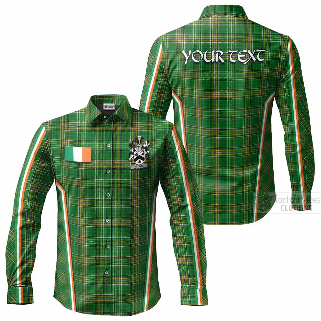 Pierce Irish Clan Coat of Arm Tartan Long Sleeve Button Shirts Flag Style