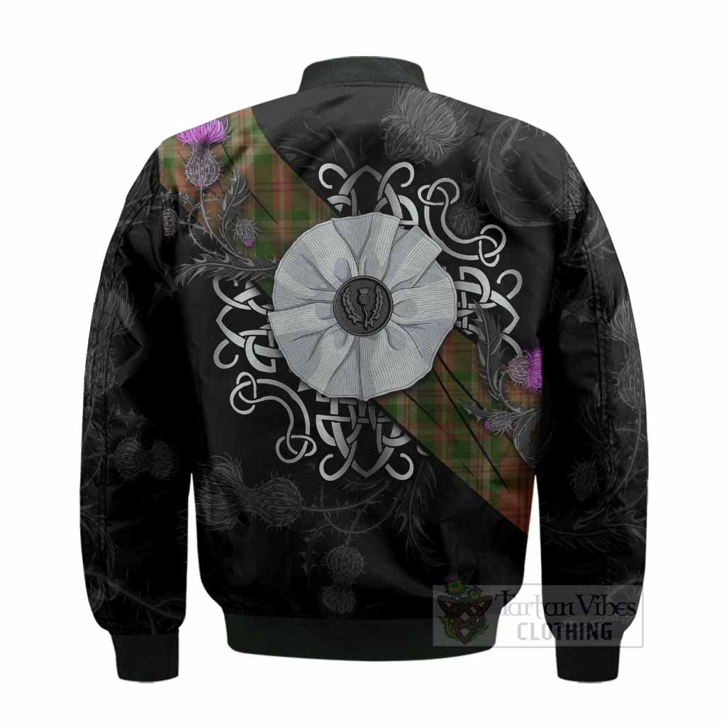 Pierce Tartan Bomber Jacket Jacobite White Rose - Tartan Vibes Clothing