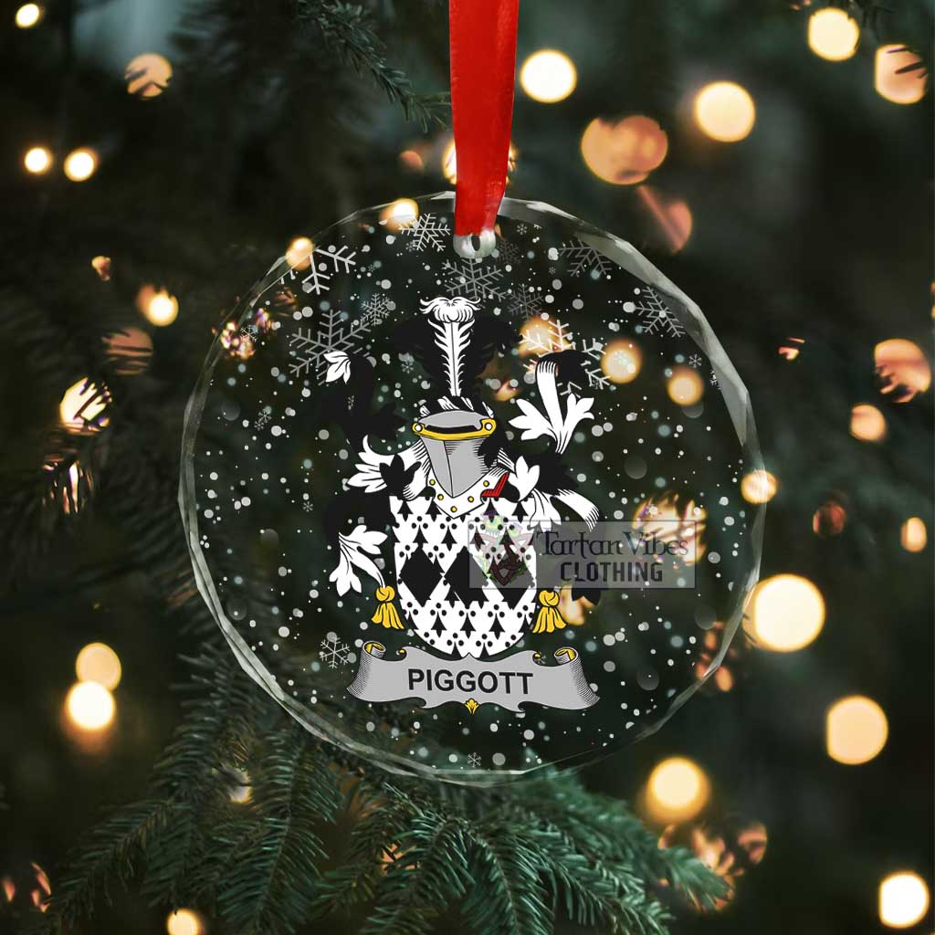 Tartan Vibes Clothing Piggott Irish Clan Christmas Glass Ornament with Coat of Arms