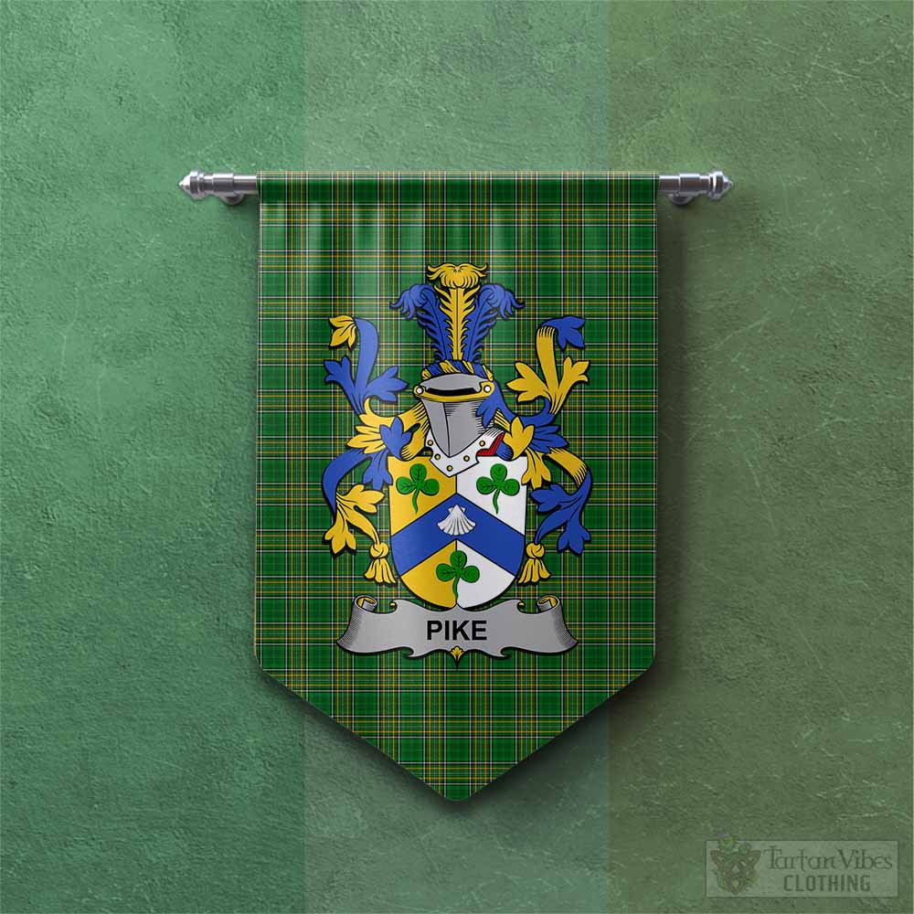 Tartan Vibes Clothing Pike Irish Clan Tartan Gonfalon, Tartan Banner with Coat of Arms