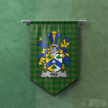 Pike Irish Clan Tartan Gonfalon, Tartan Banner with Coat of Arms