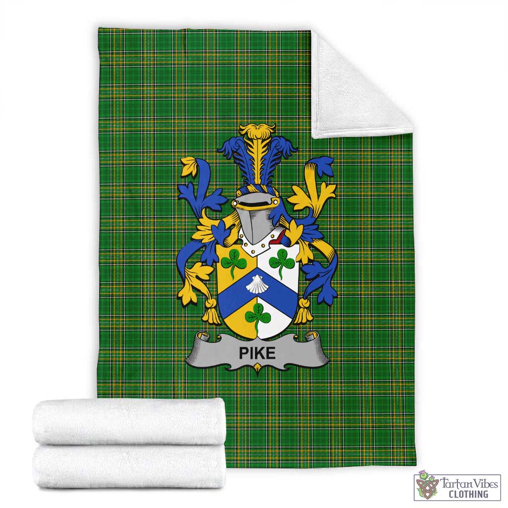 Pike Irish Clan Tartan Blanket with Coat of Arms X-Large 59 x 79 inches 150 x 200 cm - Tartan Vibes Clothing