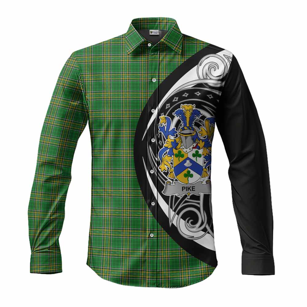 Pike Irish Clan Long Sleeve Button Shirt Celtic Circle Style Men's Shirt S - Tartan Vibes Clothing