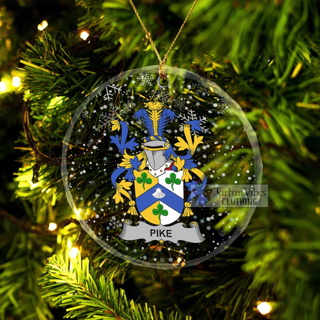 Tartan Vibes Clothing Pike Irish Clan Christmas Glass Ornament with Coat of Arms