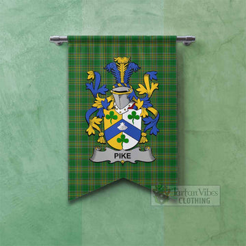 Pike Irish Clan Tartan Gonfalon, Tartan Banner with Coat of Arms