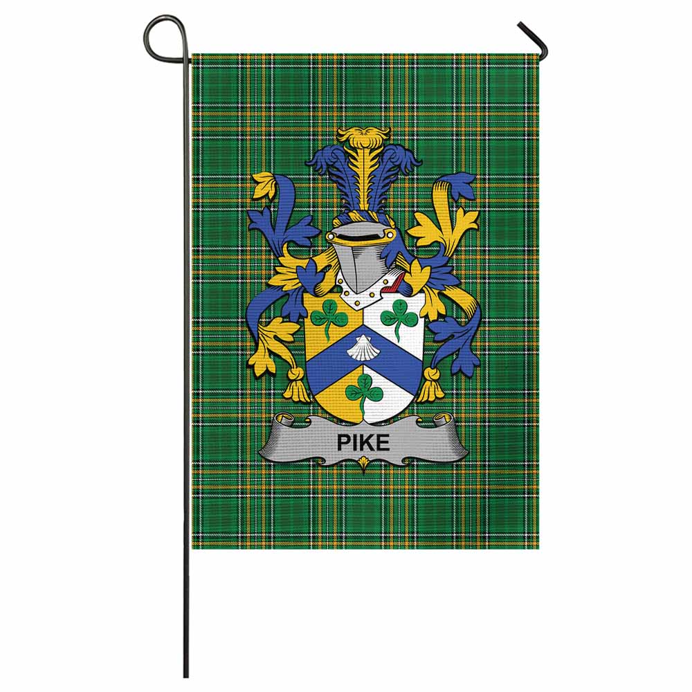 Pike Irish Clan Tartan Flag with Coat of Arms