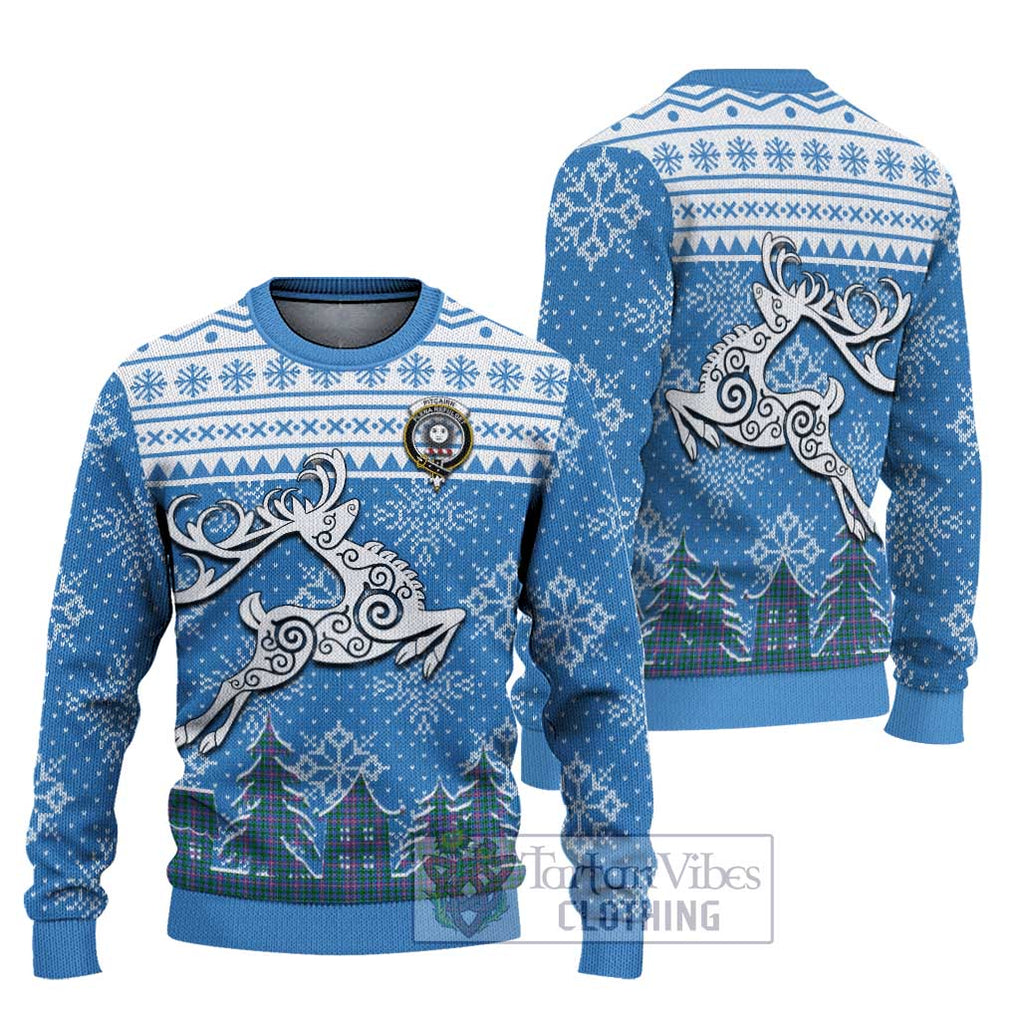 Pitcairn Clan Christmas Ugly Sweater Celtic Reindeer Style Unisex - Tartan Vibes Clothing