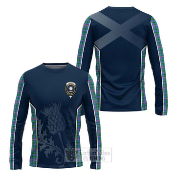 Tartan Vibes Clothing Pitcairn Tartan Long Sleeve T-Shirt with Family Crest and Scottish Thistle Vibes Sport Style