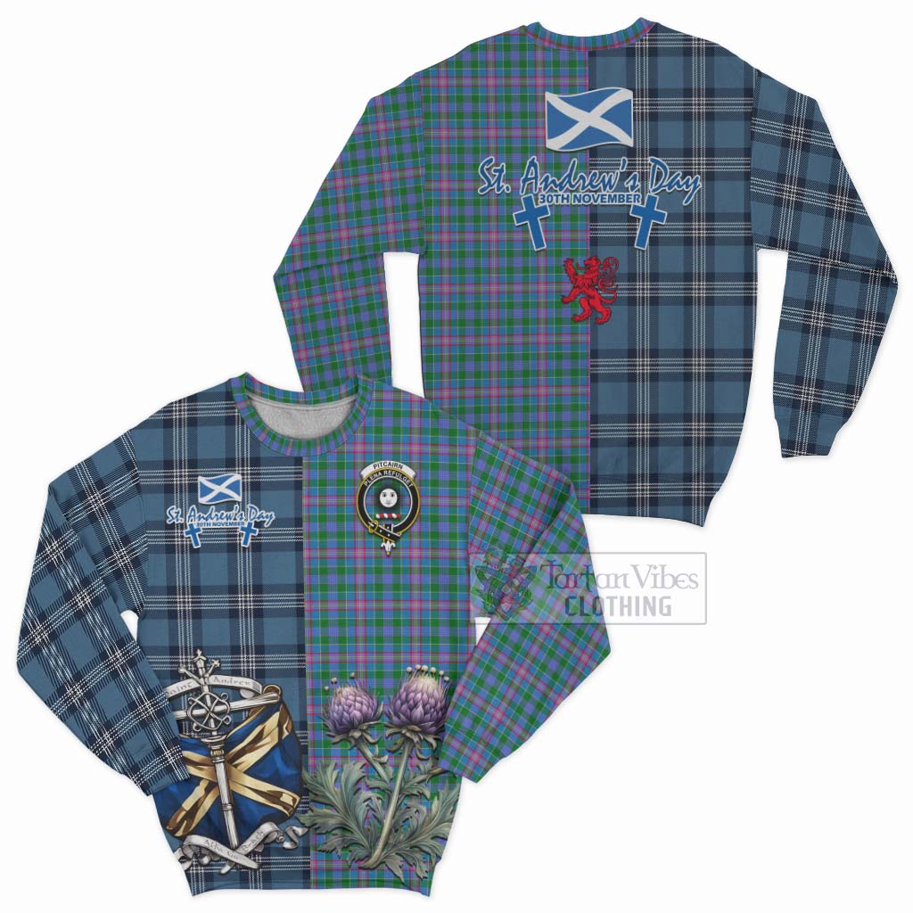 Pitcairn Tartan Sweatshirt Happy St. Andrew's Day Half Tartan Style Unisex - Tartan Vibes Clothing