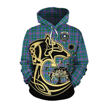 Pitcairn Tartan Cotton Hoodie with Family Crest Celtic Wolf Style Pullover Hoodie XS - Tartan Vibes Clothing
