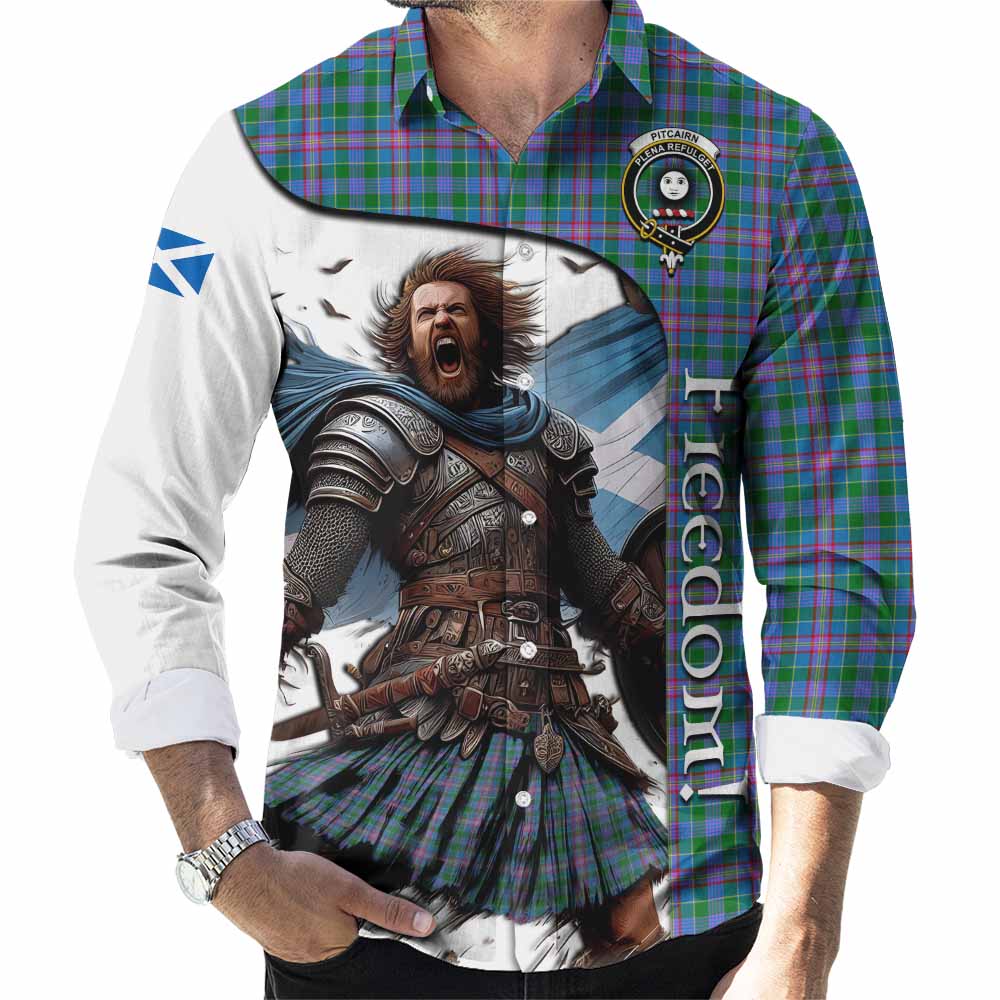 Pitcairn Crest Tartan Long Sleeve Button Shirt Inspired by the Freedom of Scottish Warrior Men's Shirt S - Tartan Vibes Clothing