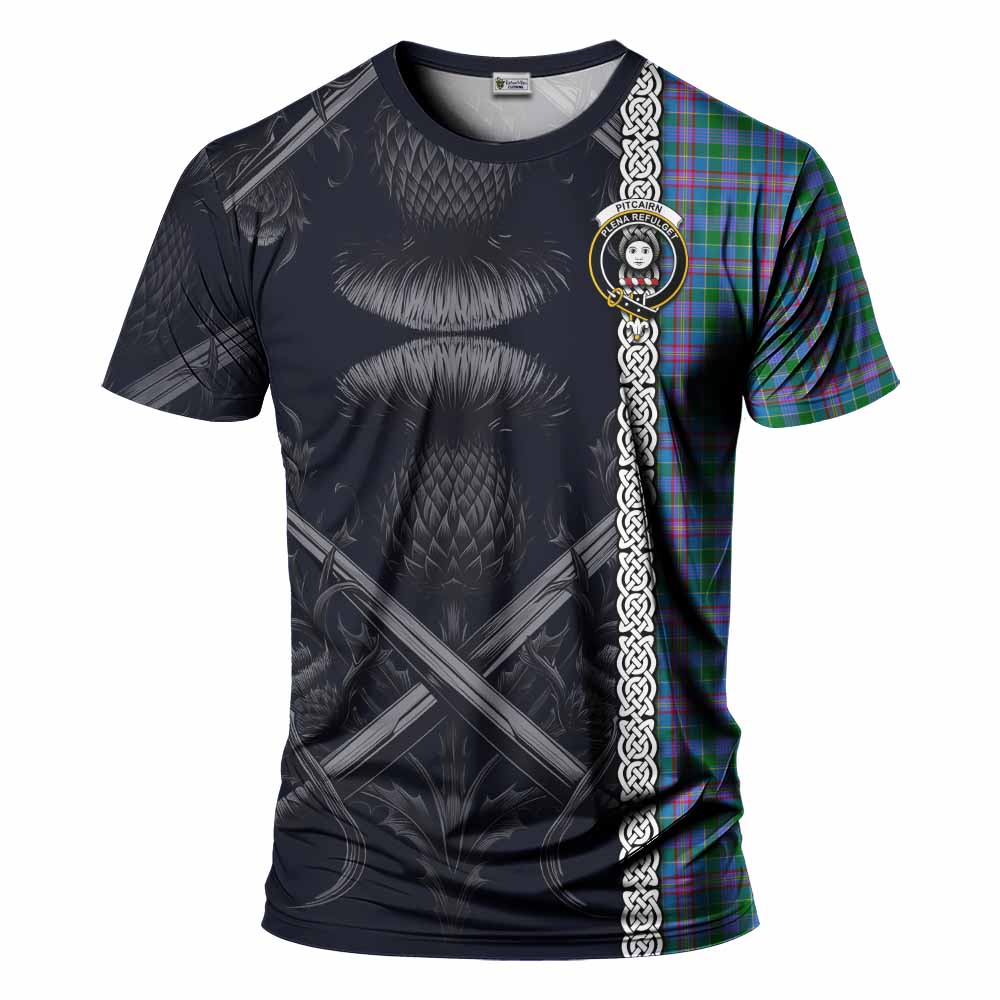 Pitcairn Tartan T-Shirt with Family Crest Cross Sword Thistle Celtic Vibes Kid's Shirt - Tartan Vibes Clothing