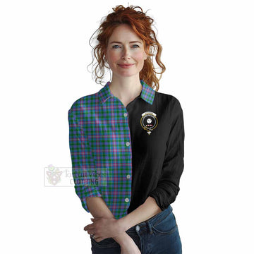 Pitcairn Tartan Women's Casual Shirt with Family Crest and Half Of Me Style Female - Tartan Vibes Clothing