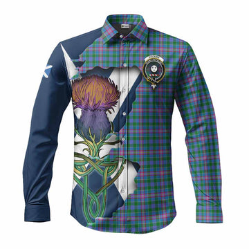 Pitcairn Tartan Family Crest Long Sleeve Button Shirt Scottish Thistle Celtic Inspired Men's Shirt S - Tartan Vibes Clothing