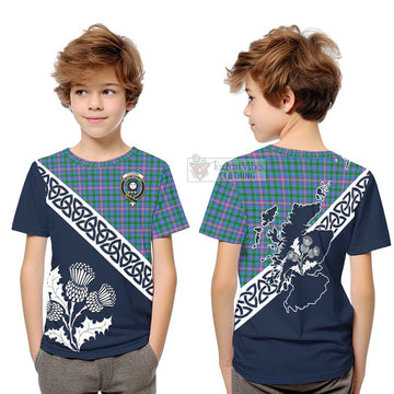 Pitcairn Tartan Kid T-Shirt Featuring Thistle and Scotland Map Youth XL Size14 - Tartan Vibes Clothing