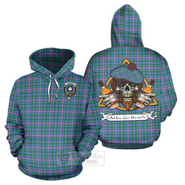 Pitcairn Tartan Hoodie with Family Crest and Bearded Skull Holding Bottles of Whiskey Zip Hoodie - Tartan Vibes Clothing