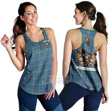 Pitcairn Tartan Women's Racerback Tanks with Family Crest and Bearded Skull Holding Bottles of Whiskey 4XL - Tartan Vibes Clothing