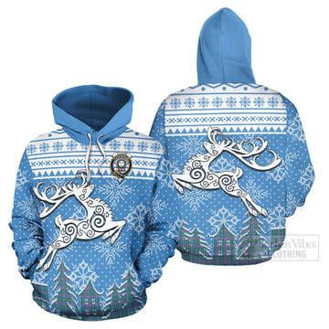 Pitcairn Clan Christmas Hoodie Celtic Reindeer Style Zip Hoodie - Tartan Vibes Clothing
